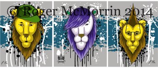 Hipster Lion Triptych